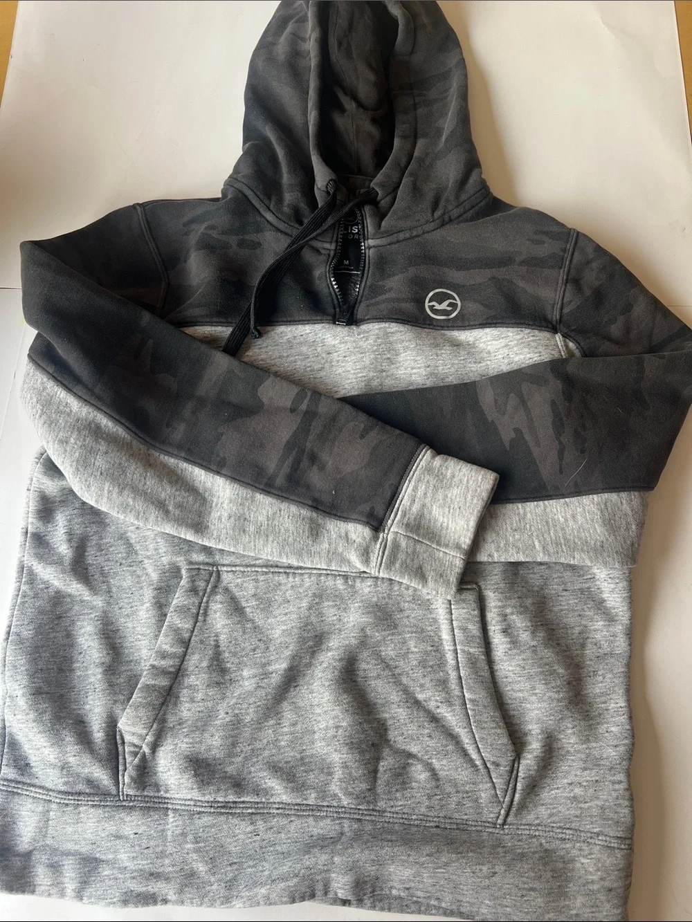 Hollister Gray & Charcoal Camo-Accent Hooded Sweatshirt